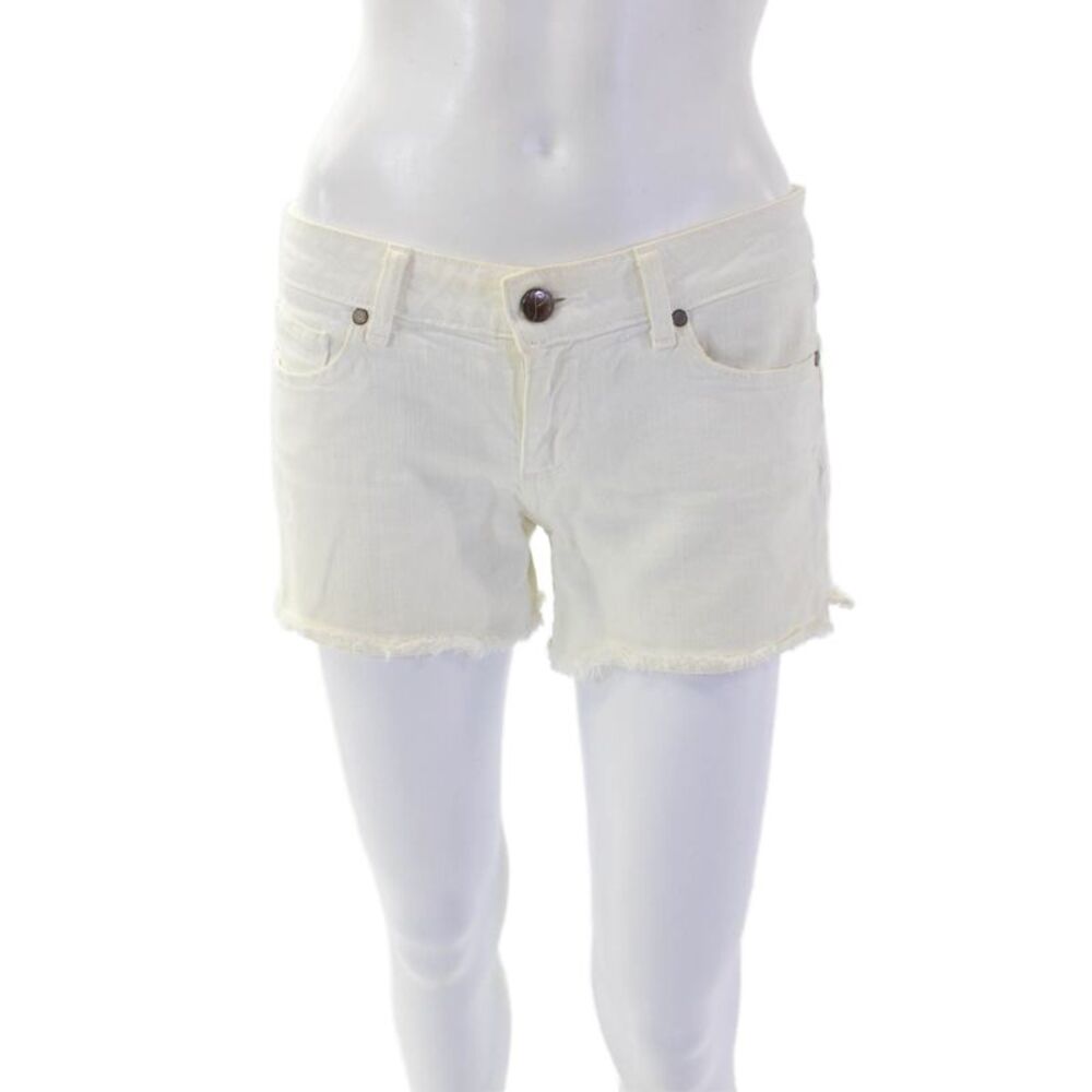 Paige Denim Womens Cotton Cut-Off Frayed Hem Zip Fly Denim Shorts White Size 27